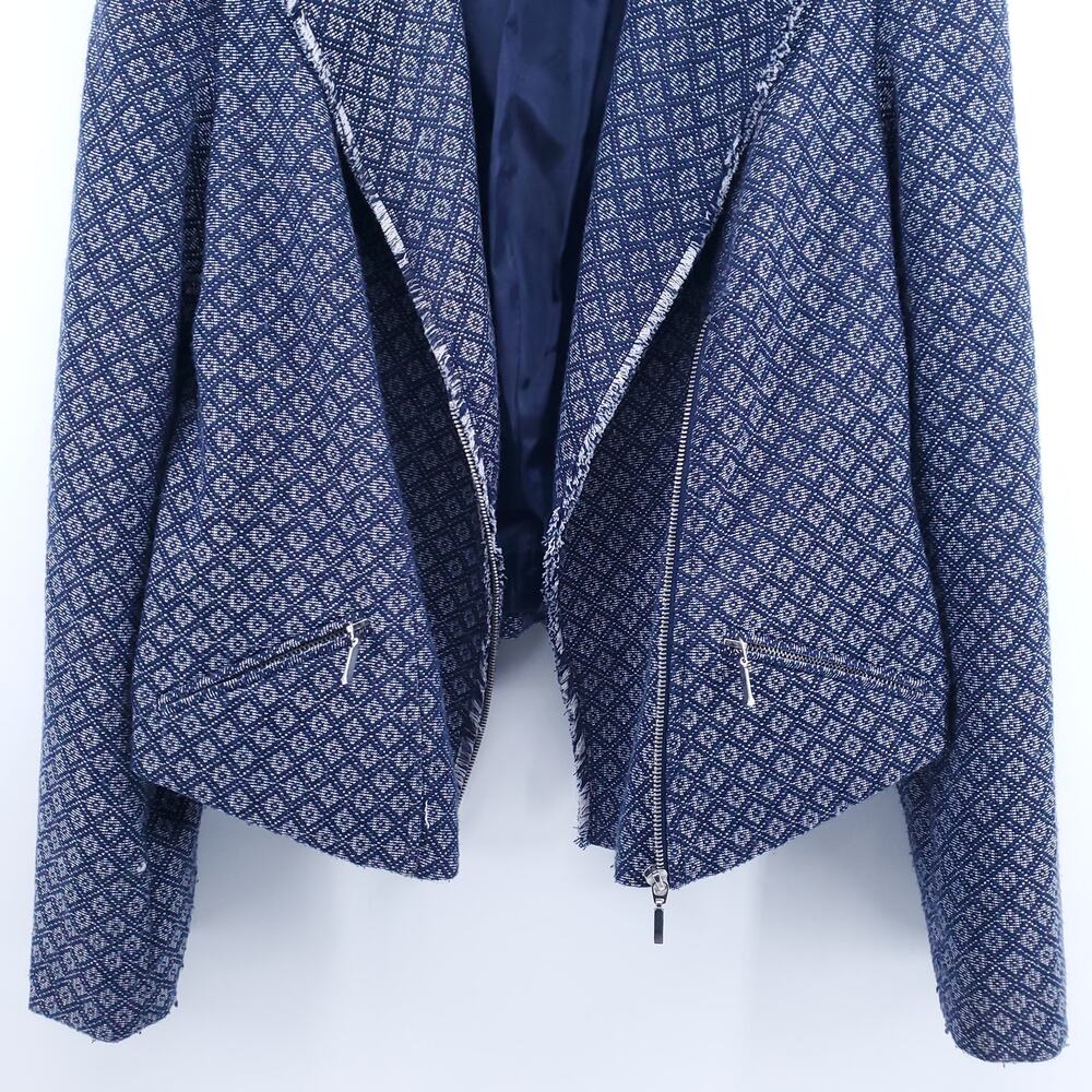 Metaphor Assymetrical Zip Up Raw Hemline 2 Zipper Front Pockets Lining Ripped| L - Picture 4 of 14